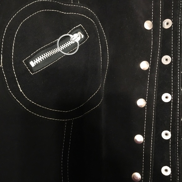 Vintage black suede trench coat white stitching. Historic Sears Roebuck & USA Co - Picture 5 of 16